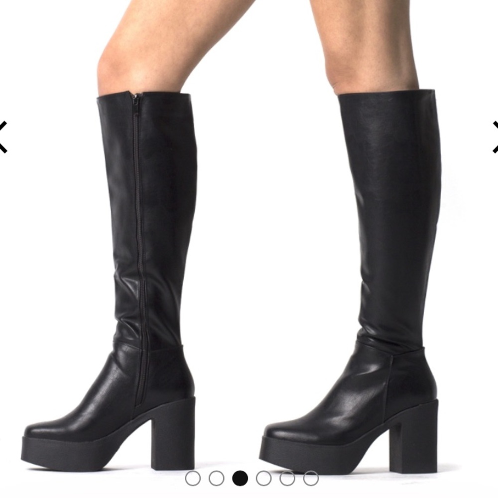 Black knee high platform boots